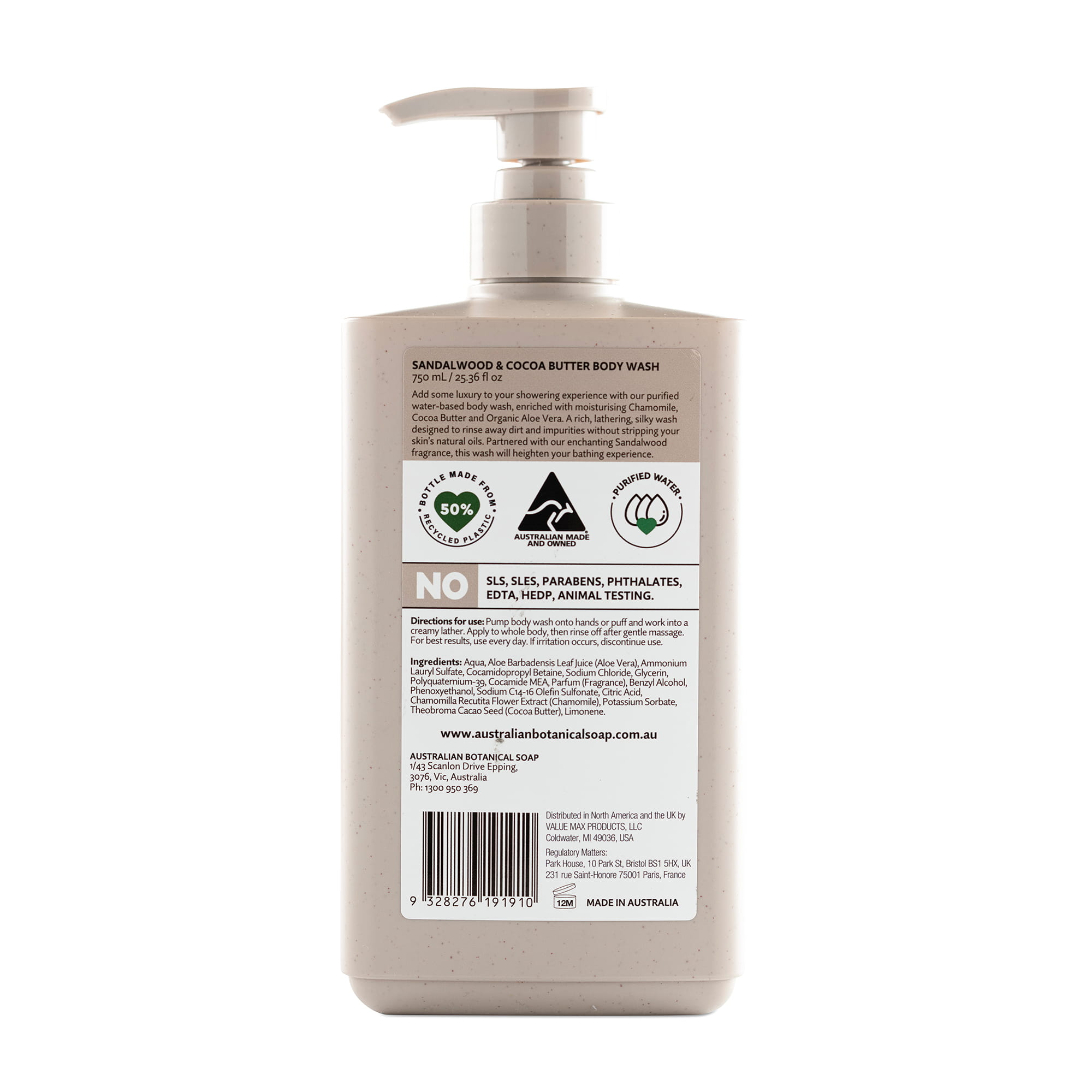 Sandalwood with Cocoa Butter 750ml Body Wash - Image 4